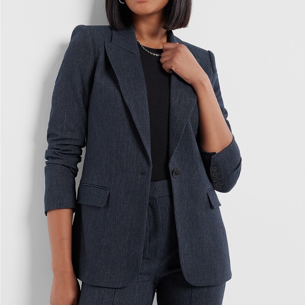 NWT EXPRESS EDITOR TWILL ONE BUTTON BLAZER SZ XS # TC230527